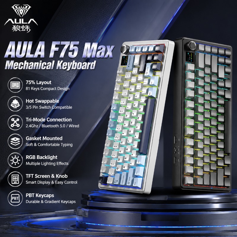 Pc Gaming Keyboards - Klawiatura mechaniczna AULA F75 Max, układ
