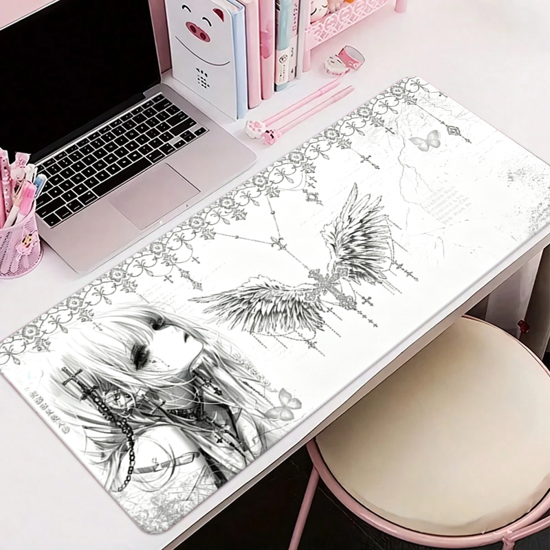 Pc Gaming Keyboards - Skórzana podkładka pod mysz czarno-biała Anime